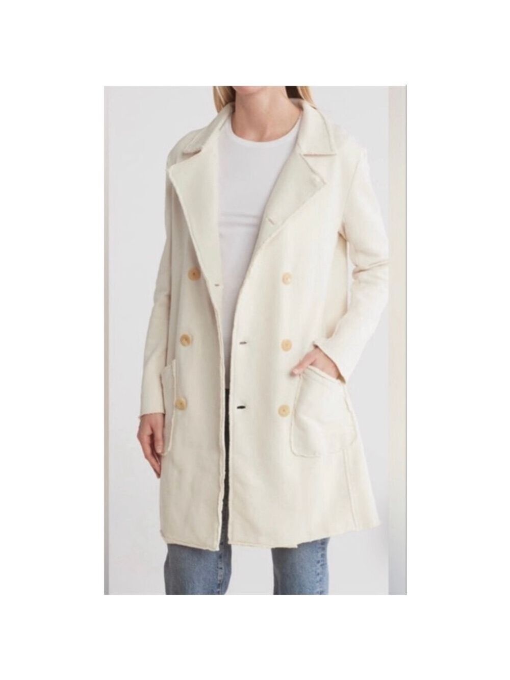 New Frank & Eileen Vintage White (Cream) Trench Coat S Triple Fleece